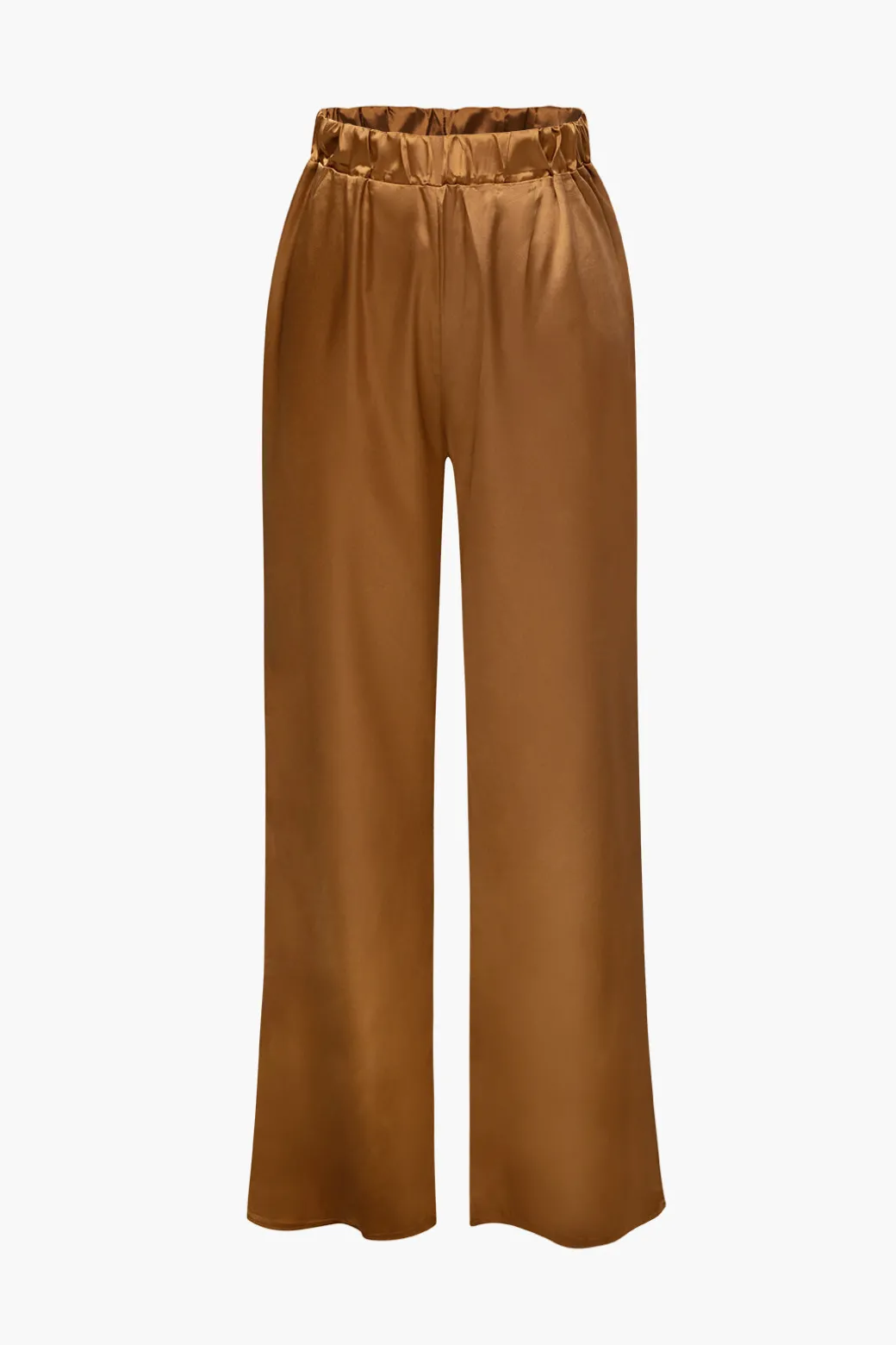 Satin Button Up Long Sleeve Shirt And Pants Set