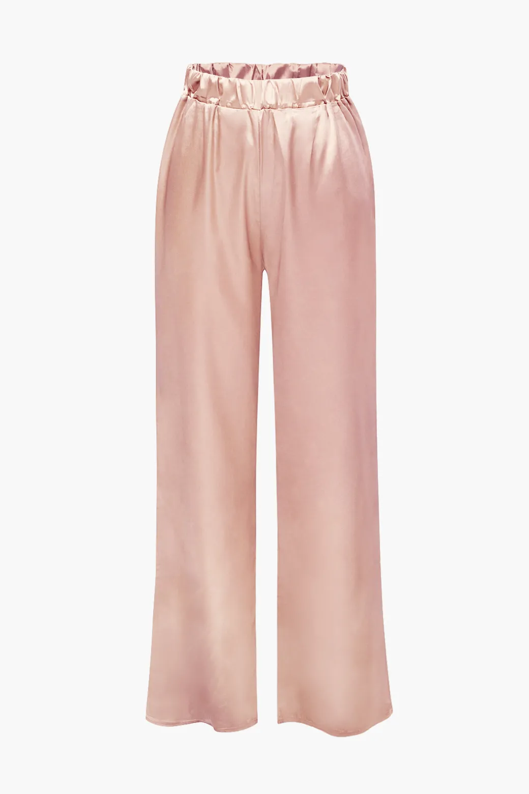 Satin Button Up Long Sleeve Shirt And Pants Set