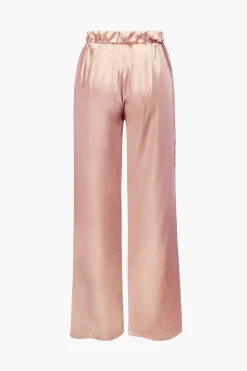 Satin Button Up Long Sleeve Shirt And Pants Set