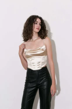 Satin Draped Corset Top