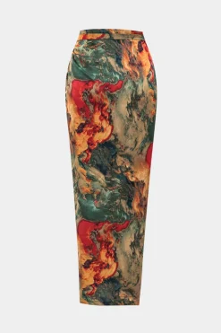 Satin Floral Print Tie Front Skirt
