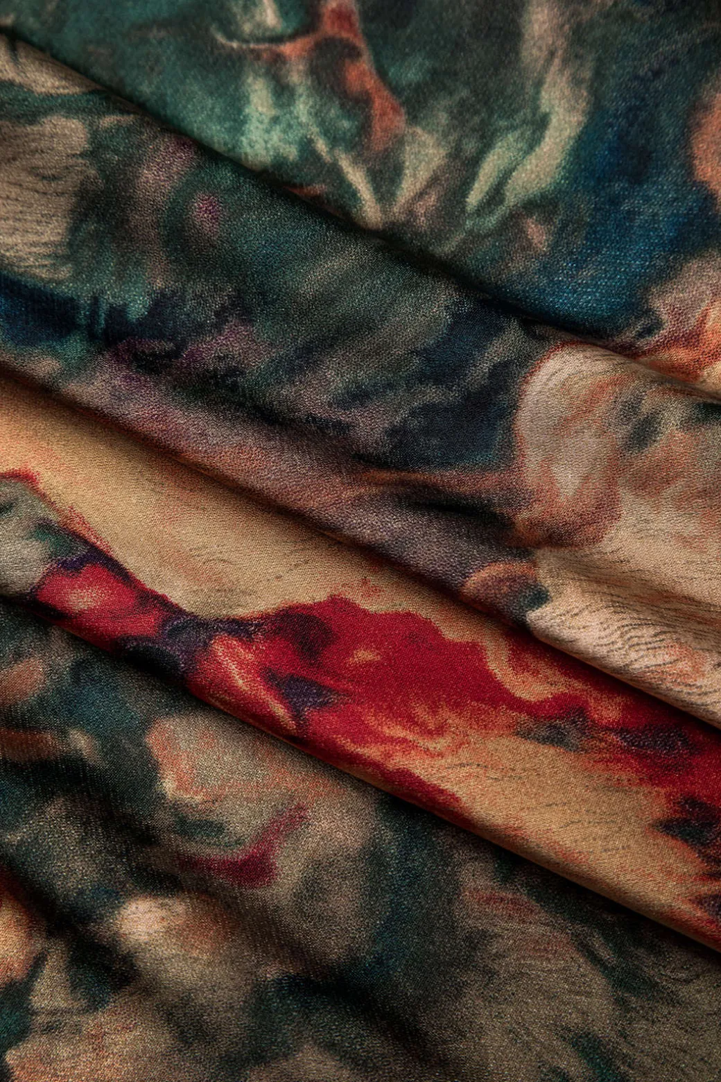 Satin Floral Print Tie Front Skirt