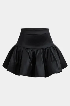 Satin Ruched Puff Skirt
