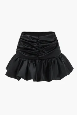 Satin Ruched Skirt