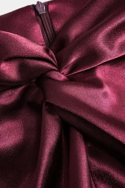 Satin Twist Knot Long Sleeve Top And Skirt Set