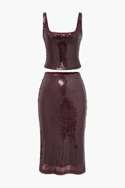 Sequin Cami Top And Skirt Set