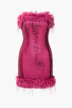 Sequin Feather Sleeveless Mini Dress