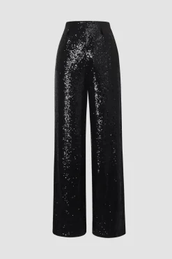 Sequin High Waisted Wide Leg Trousers
