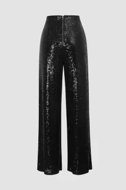 Sequin High Waisted Wide Leg Trousers