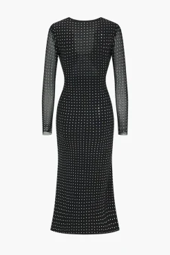 Sequin Long Sleeve Cut Out Maxi Dress