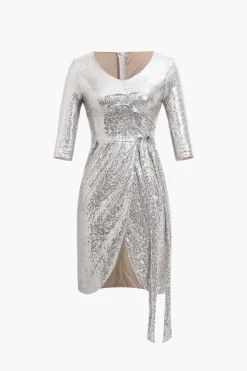 Sequin Pleated Mini Dress