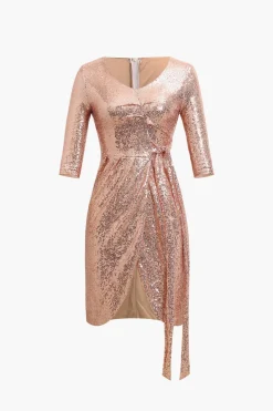 Sequin Pleated Mini Dress