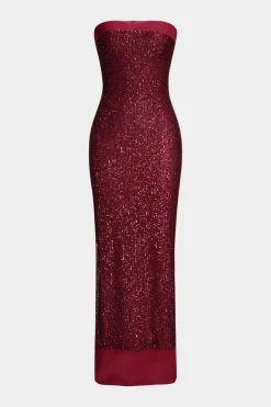 Sequin Strapless Sleeveless Maxi Dress