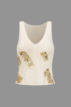Sequin Sweater Cut Out Tank Top