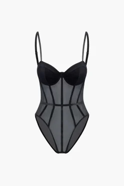Sheer Bustier Corset Bodysuit