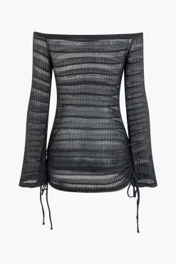 Sheer Off Shoulder Bell Sleeve Cover Up