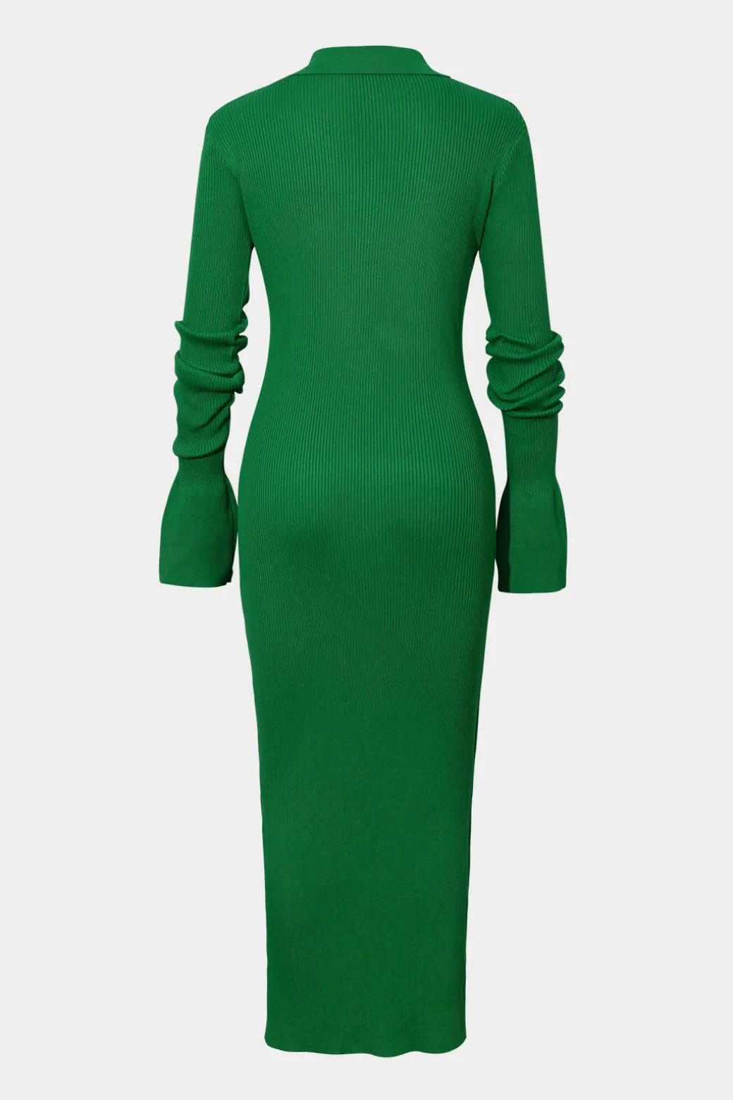 Shell Sleeve Ribbed Buttons Down Maxi Dress