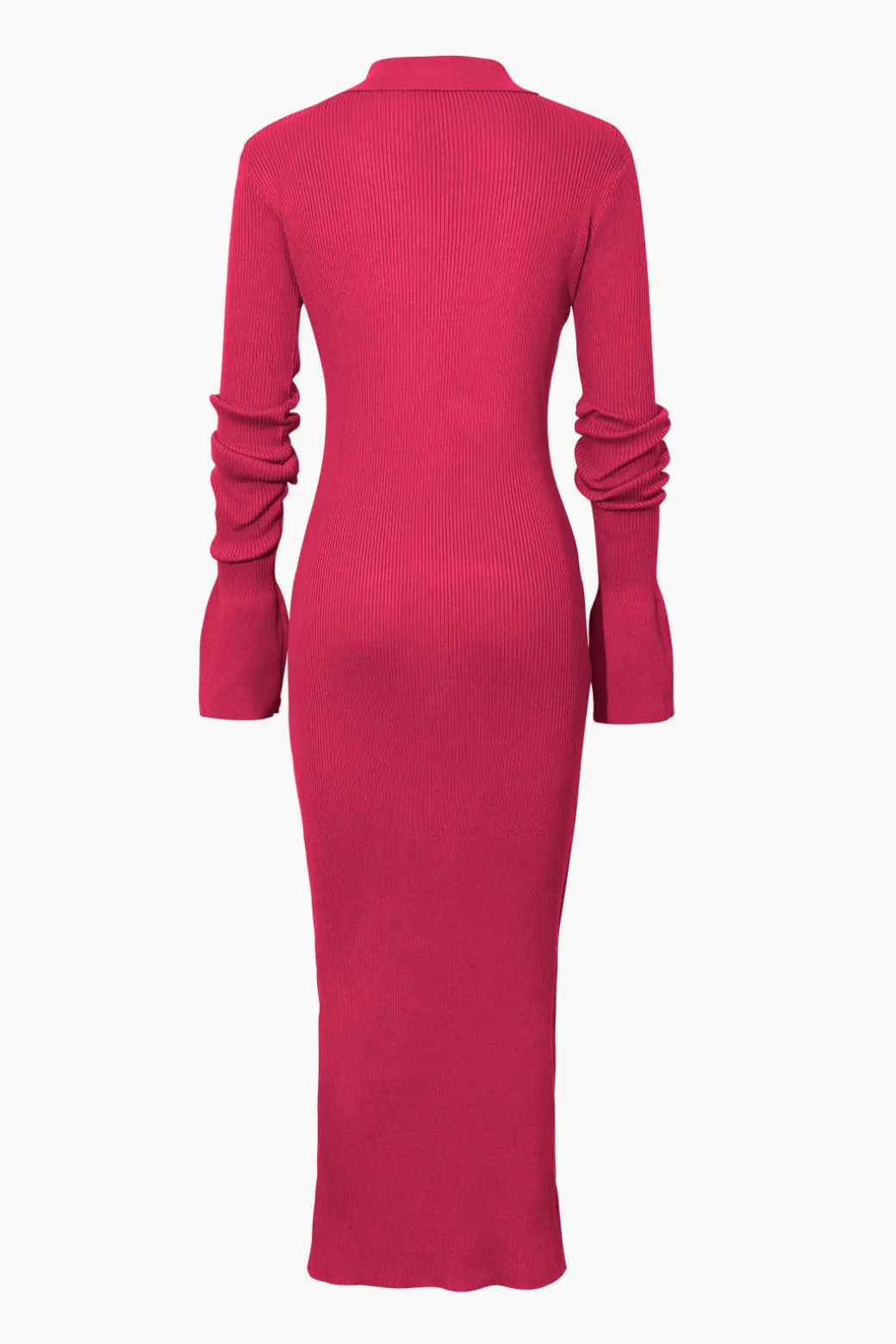 Shell Sleeve Ribbed Buttons Down Maxi Dress
