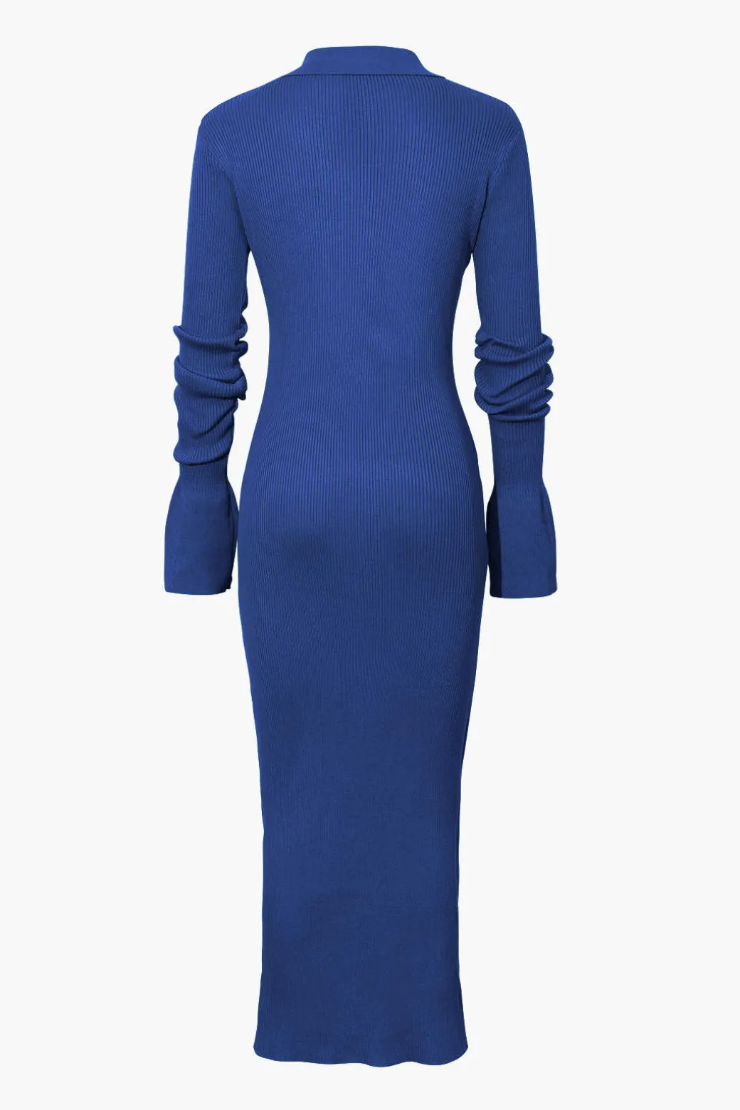 Shell Sleeve Ribbed Buttons Down Maxi Dress