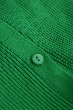Shell Sleeve Ribbed Buttons Down Maxi Dress