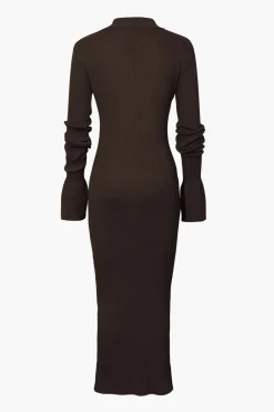 Shell Sleeve Ribbed Buttons Down Maxi Dress