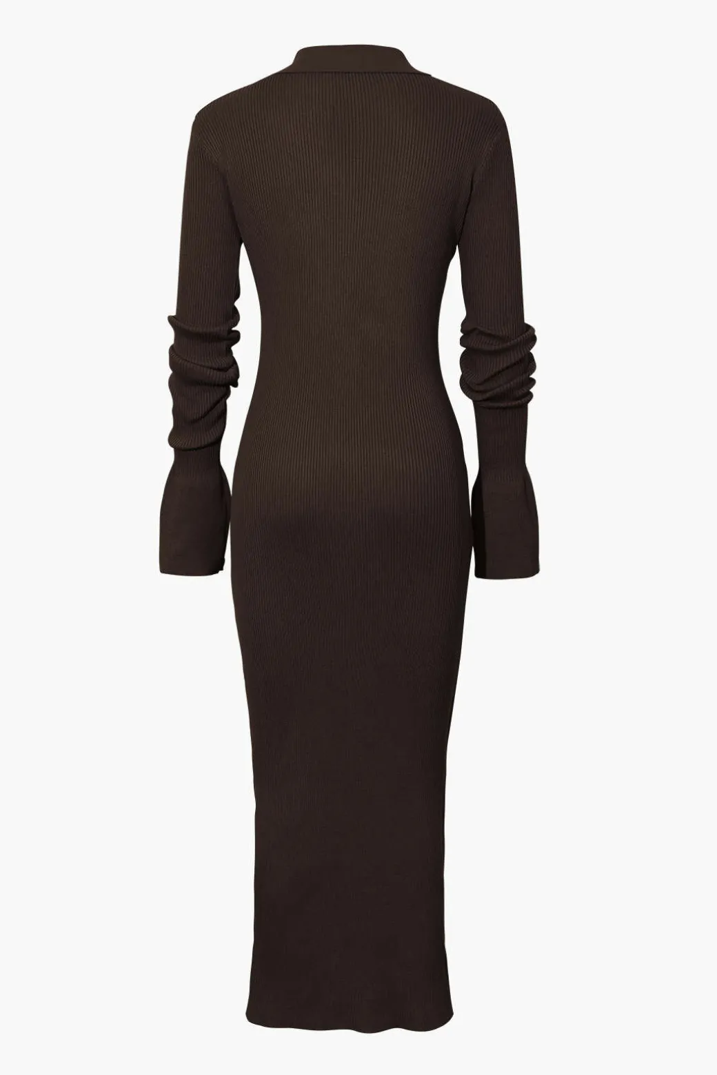 Shell Sleeve Ribbed Buttons Down Maxi Dress