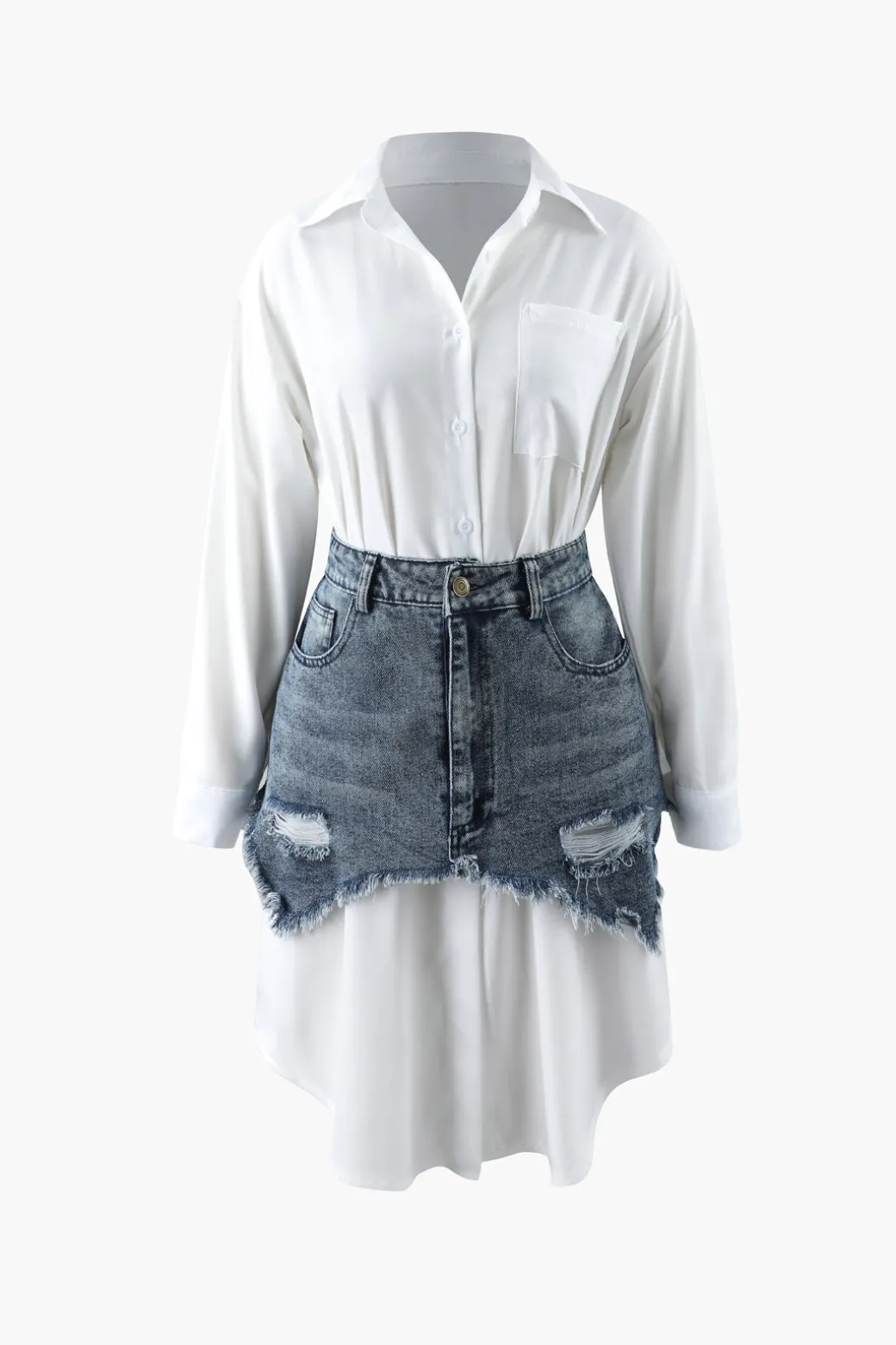 Shirt Dress And Denim Corset Two-piece