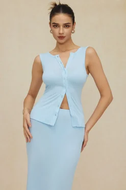 Sleeveless Cardigan And Skirt Set