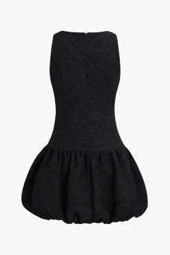 Sleeveless Puff Hem Mini Dress