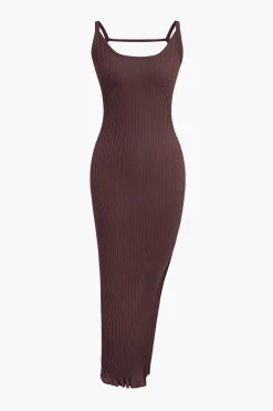 Slit Backless Tank Maxi Dress