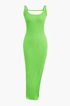 Slit Backless Tank Maxi Dress