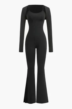 Slit Leg Cami Jumpsuit And Shrug Set