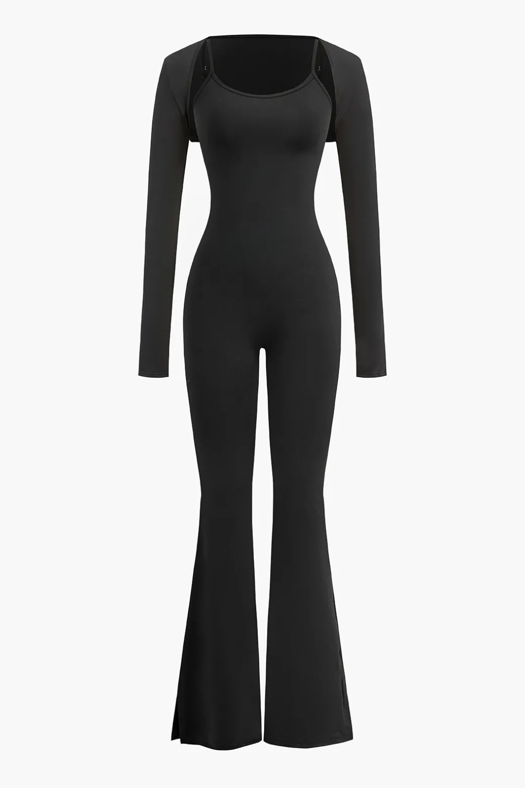 Slit Leg Cami Jumpsuit And Shrug Set