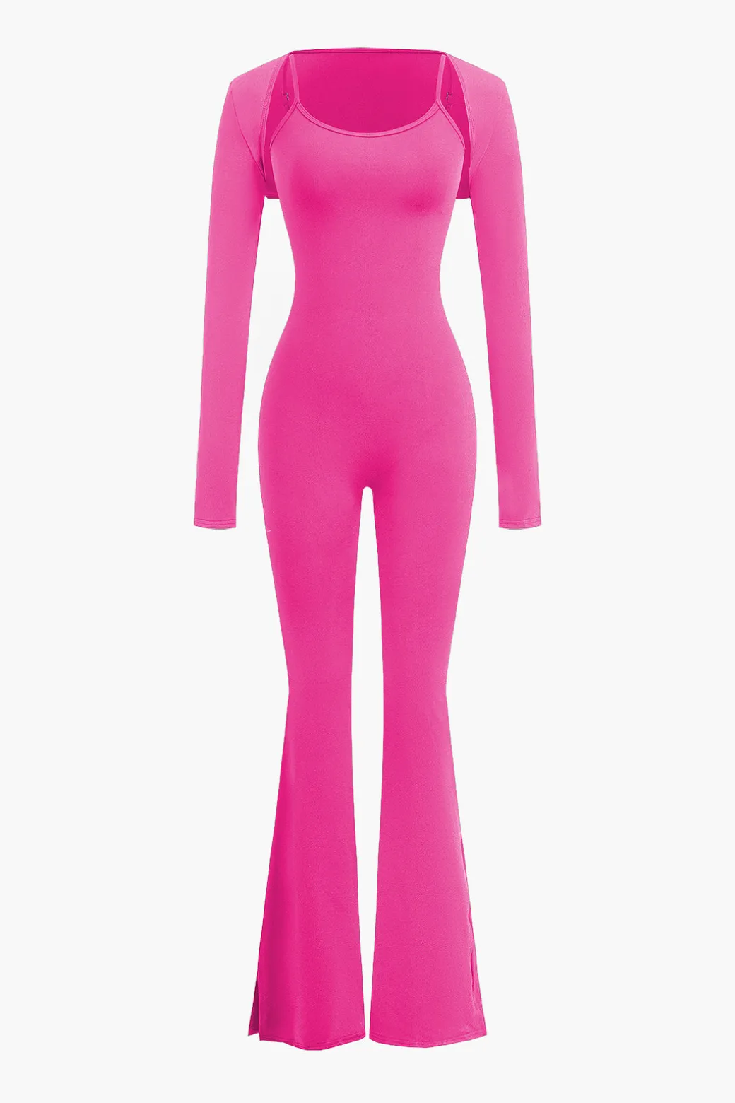 Slit Leg Cami Jumpsuit And Shrug Set