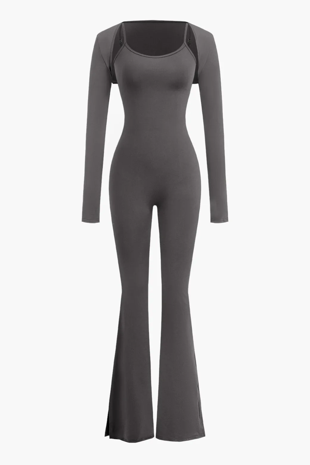 Slit Leg Cami Jumpsuit And Shrug Set