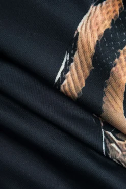 Snake Print Cut Out Long Sleeve Slit Maxi Dress