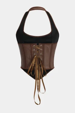 Snake Skin Faux Leather Tie-Up Cami Top
