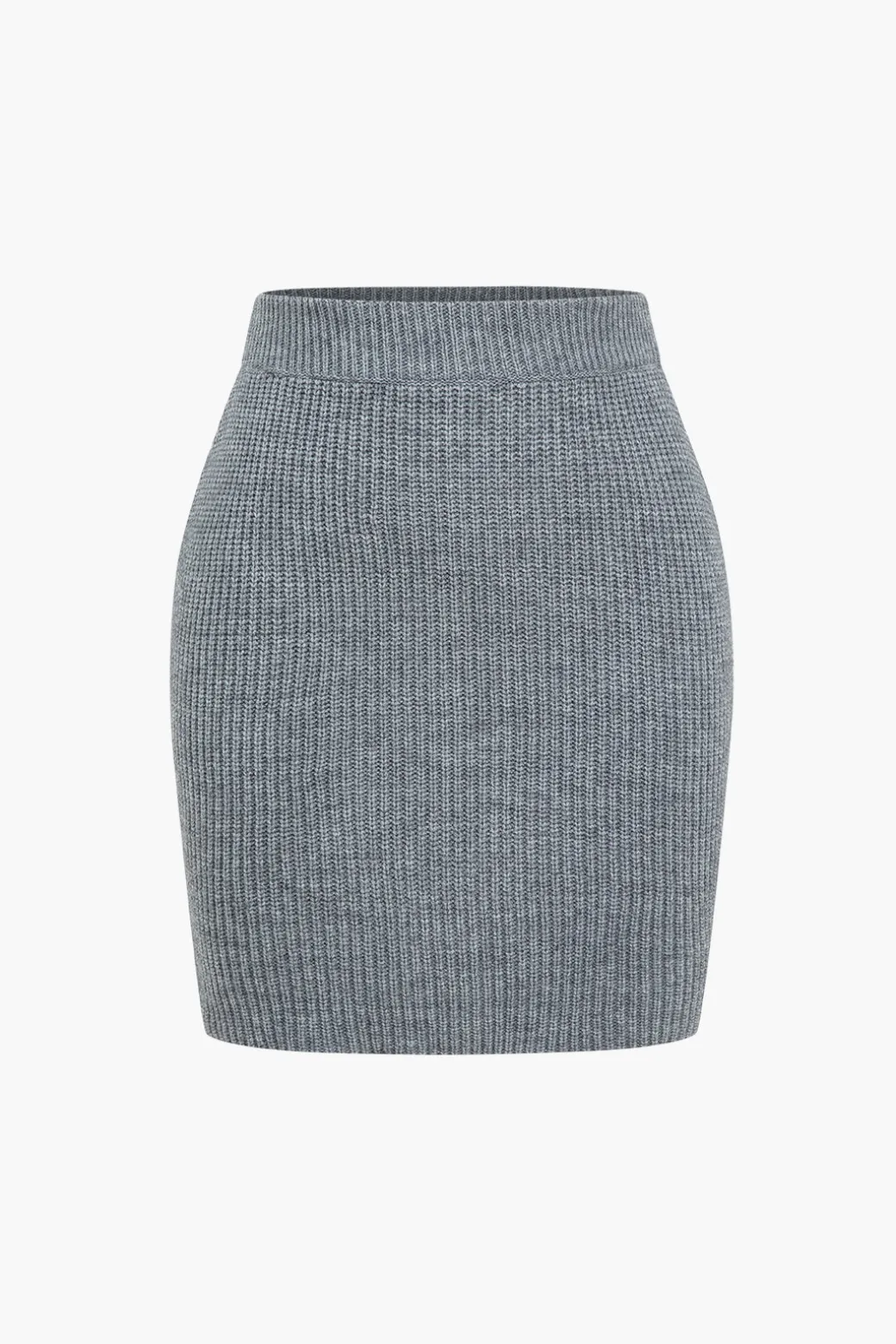Solid Knit Button V-neck Top And Mini Skirt Set