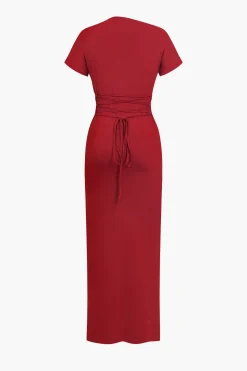 Solid Asymmetrical Knot Maxi Dress