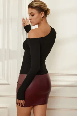 Solid Asymmetrical Long-Sleeve Top