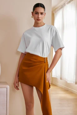 Solid Asymmetrical Mini Skirt