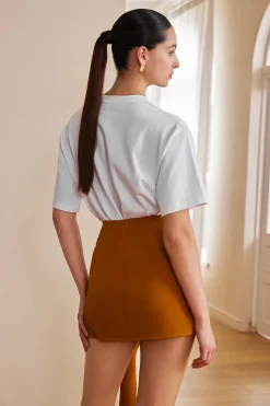 Solid Asymmetrical Mini Skirt