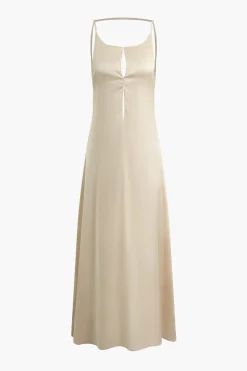 Solid Backless Slip Maxi Dress