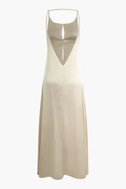 Solid Backless Slip Maxi Dress