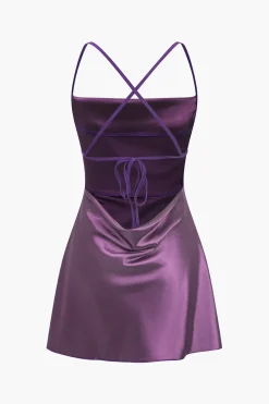 Solid Backless Tie-Up Night Dress