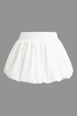 Solid Basic Puff Mini Skirt