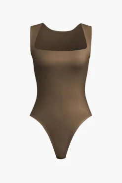 Solid Basic Square Neck Bodysuit