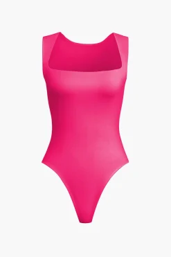 Solid Basic Square Neck Bodysuit