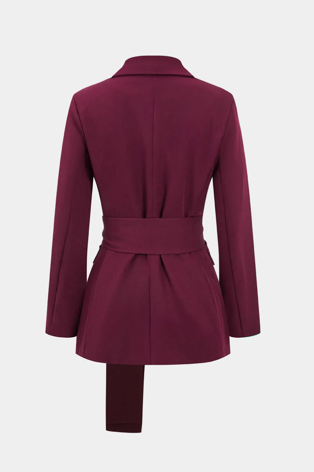 Solid Belt Blazer And Pants Set