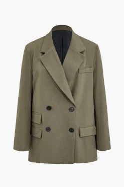 Solid Blazer Double Breasted Pocket